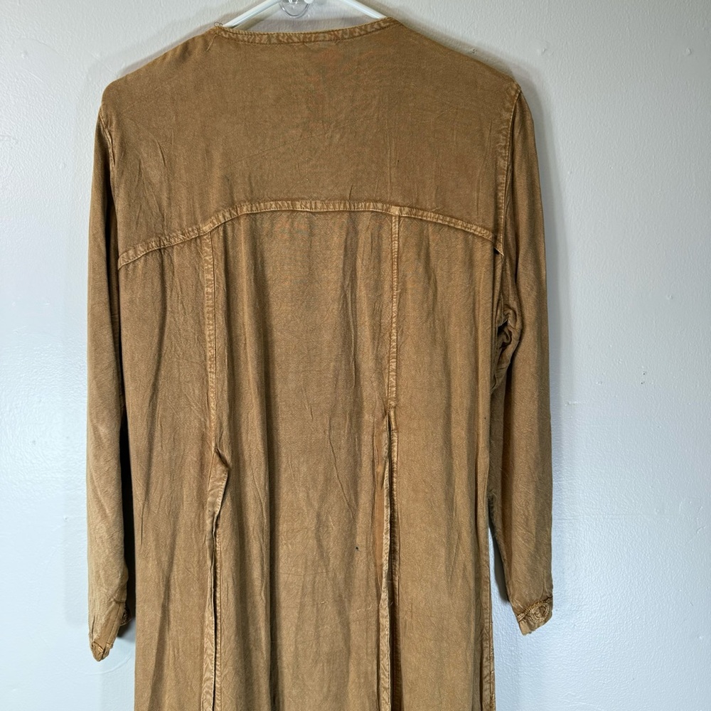Vintage Bohemian Embroidered Maxi Dress Brown Velvet  Detail Large one size boho - Picture 11 of 13